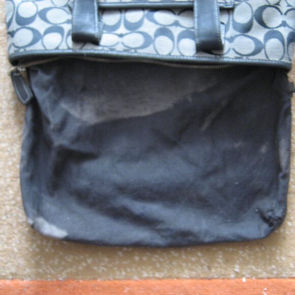 Authentic COACH Monogram Signature Shoulder Bag #6092, Black Gray - Picture 12 of 14